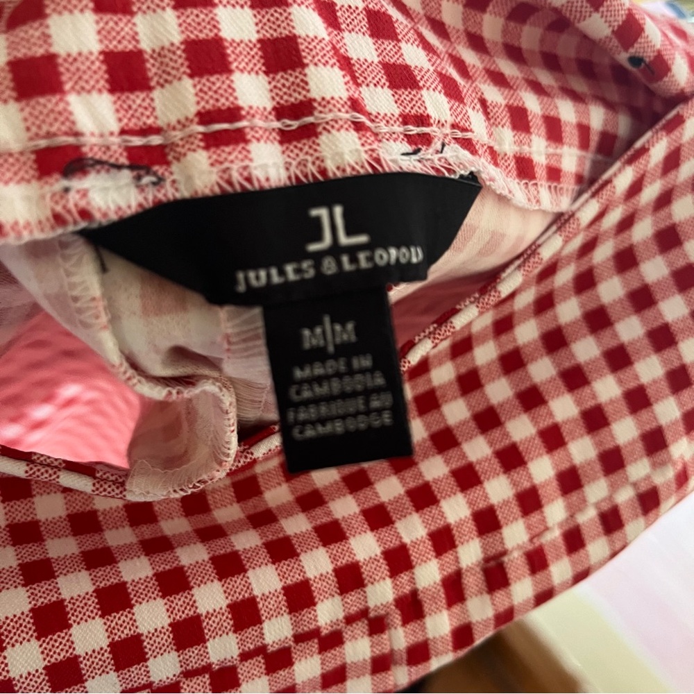 Jules‎ & Leopold Red White Cropped Pull Up Cuffed Pants Size Medium - Picture 2 of 5